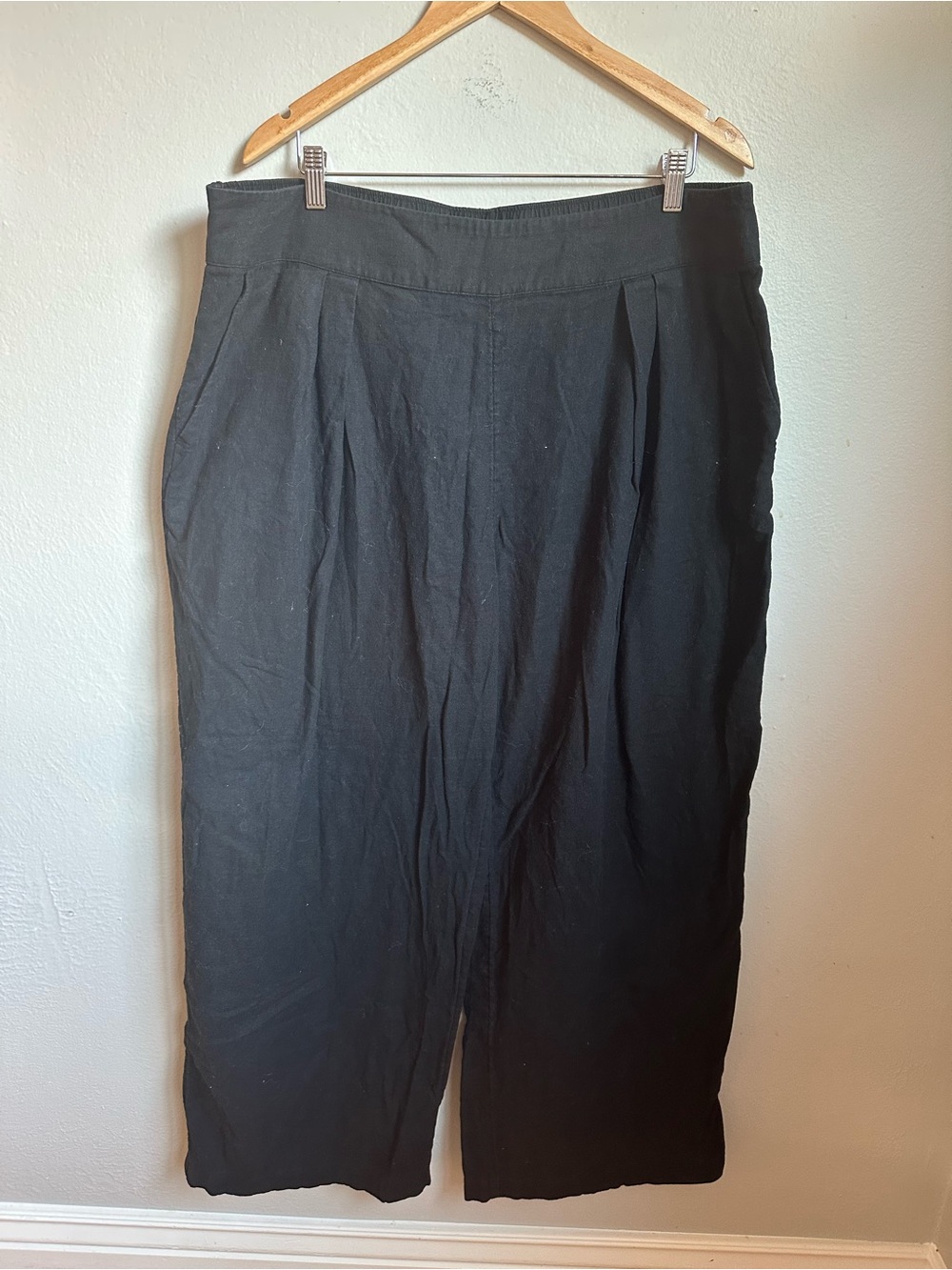 Abercrombie & Fitch Black Linen Blend Pull-On Cropped Pants XL - Picture 4 of 4